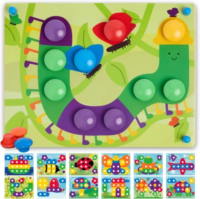 Gioco Chiodini, Puzzle per Bambini Di 2+ Anni, Puzzle Educativo in Legno per Bam - Immagine 1 di 4