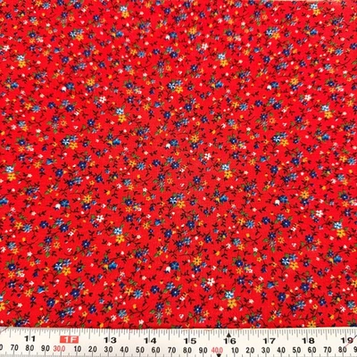 Floral vintage sobre tela de algodón rojo FAT EIGHTH 9" X 21" Foto 1 de 2