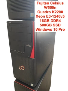 Fujitsu Celsius W550n Quadro K2200 Xeon E3-1240v5 16GB RAM 500GB SSD Win 10 Pro - Picture 1 of 4