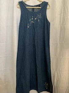 Maglione donna blu J medio lungo denim ricamato floreale - Foto 1 di 7