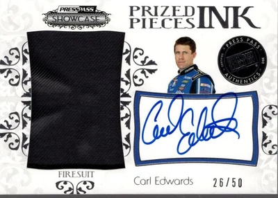 2012 Press Pass Showcase Prized Pieces Ink #PPICE Carl Edwards Auto /50 RAC - Image 1 of 2