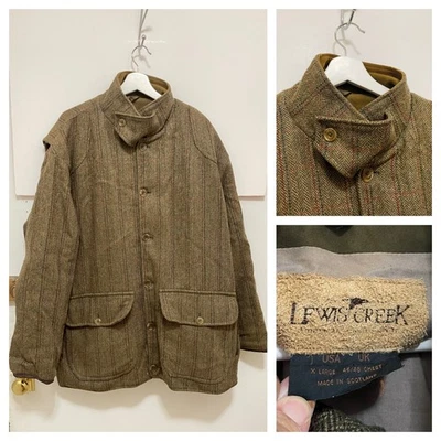 Abrigo de caza Lewis Creek lana espiga Escocia chaqueta de campo cierre oliva XXL Foto 1 de 4