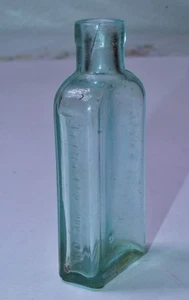 Vintage Embossed 3 in 1 Oil Co. Glass Bottle Collectible Aqua - Picture 1 of 3