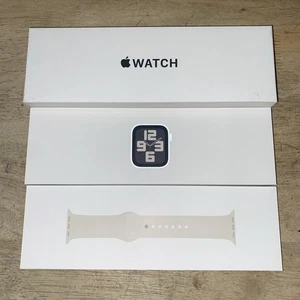 Apple Watch SE 2e génération 44 mm GPS Starlight avec bracelet sport M/L Starlight MXEV3LL/A - Photo 1 sur 10