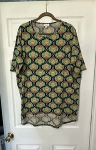 LuLaRoe Damen Tunika schwarz bunt Paisley Blumenmuster High Low Gr. L - Bild 1 von 3