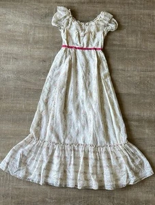 Vintage 1960's White Sheer Floral Maxi Dress sz 7 Cottagecore Prairie UNION - Picture 1 of 17