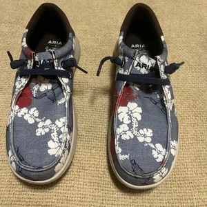 Ariat X Western Aloha Women's 9D Blue Skull Horns Flowers Lite Slip On Loafers - Picture 1 of 11