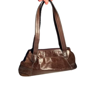 Giani Bernini Damen Braun Leder Baguette Schultertasche Y2K 00s Freizeit Feminin - Bild 1 von 8