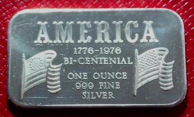 American Bicentennial 1975-Barra Bandera 1 Troy oz.999 Plata-Madison Mint Foto 1 de 3