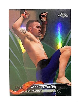 2018 TOPPS CHROME UFC 40 COLBY CONVINGTON GREEN REFRACTOR 96/99 - Image 1 of 2