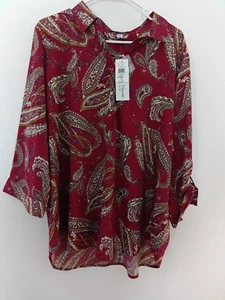 Rebecca Malone Gr. 2x Neu mit Etikett leichte Bluse mit Knopfleiste 27 Wx30 L - Bild 1 von 4