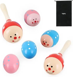 6 PCS Wooden Maracas Set Hand Percussion Shakers Maracas Instruments Musical Mar - Picture 1 of 11