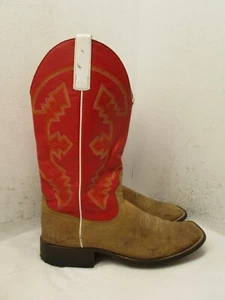Botas vaqueras Horse Power HP1010 de cuero marrón punta cuadrada para hombre talla 9 D - Imagen 1 de 19