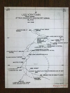 1942 WW2 TRACK OF THE U.S.S.S.S. YKTOWN, YA QUE LANZÓ UN ATAQUE A LA ISLA MISIMA - Imagen 1 de 6