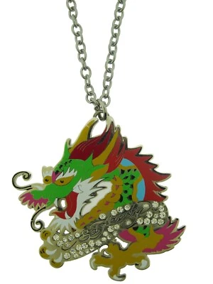COLLAR COLGANTE CHRISTIAN AUDIGIER ED HARDY Dragón Multicolor Original Licenciado Foto 1 de 3