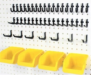 WallPeg 43 Kit -Peg Hooks & Plastic Bins - Organize Tools Crafts Garage & More - Picture 1 of 10