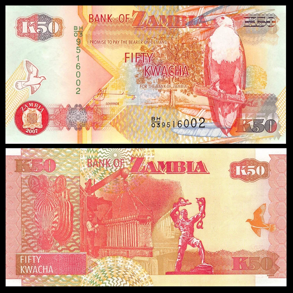 Billete de 50 Kwacha 2007 Zambia P-37 UNC Foto 1 de 1