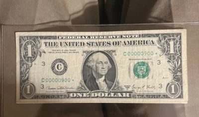 low serial number #900 on 1969-d $1 Federal reserve note , VF - Image 1 of 4