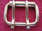 4 AMERICAN MFG Co. DOUBLE TONGUE 1 3/4" BRASS FINISH ROLLER BUCKLES, NOS