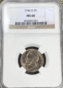1946 D Jefferson Nickel NGC MS 66 - Picture 1 of 2