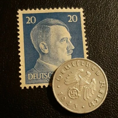 Old small German penny ~ Pfenning ~ km#97 , Germany ~ +1 unused Stamp - Image 1 of 4