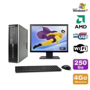Lot PC HP Compaq 6005 Pro SFF AMD 3GHz 4Go 250Go Graveur WIFI Windows Xp + 22" - Photo 1/3