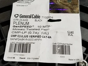 Cable General 7132858 23/4P GenSPEED 10 MTP Cat6A 10GX 10G Pleno Negro /50 ft - Imagen 1 de 12