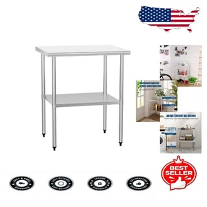 Kommerzieller Edelstahl Vorbereitungstisch 24x30 Zoll mit verstellbarem Unterregal - Bild 1 von 12