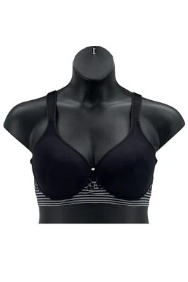 Breezies Floral Stripe Seamless Wirefree T-Shirt Bra Black - Изображение 1 из 3