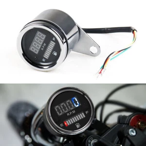 Universal Motorcycle Speedometer LED Gas Fuel Gauge 12V Motorbike LCD instrument - Picture 1 of 7