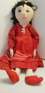Vintage Hand-Crafted Folk Art Cloth Doll, - Picture 1 of 5