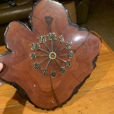 Vintage rustic cabin Tree Wood Wall Clock Cedar Slab Slice Live Edge needs parts Cover