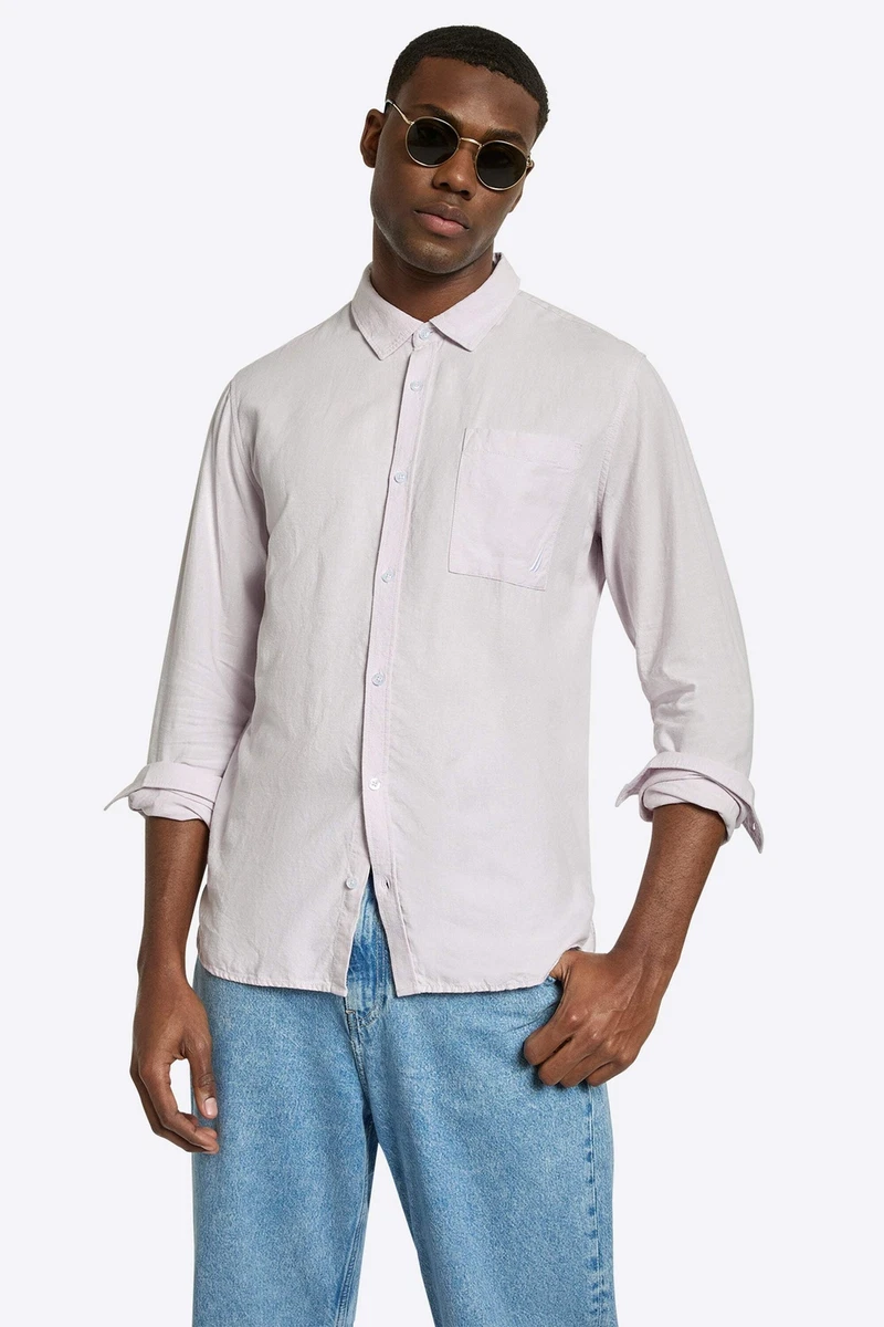 Nautica Men's Long Sleeve Button-Down Shirt – Textured Cotton Slim Fit Shirt For Casual & Office Wear