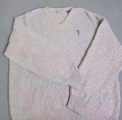 Suéter De Colección Ciprés Eslabones Cuello en V Para Hombres L Blanco Gris Tejido Mezcla de Algodón Golf Papá Foto 1 de 4
