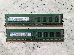 2GB Kit (2x 1GB) DDR3 Samsung Desktop Memory 1Rx8 PC3-10600U-09-10-A0 Non-ECC - Picture 1 of 2