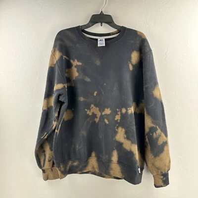 Russell Athletic Tie Dye Sweatshirt Men L Black Brown Boho Hippie Streetwear - Image 1 of 4
