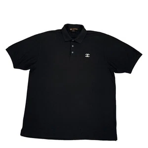 Vintage Harriton Black & White Double C Embroidered Logo Polo Shirt Size XL - Bild 1 von 4