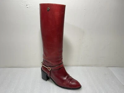 Botas de montar vintage Etienne Aigner de cuero borgoña sangre de buey talla 8N tacón grueso Foto 1 de 4