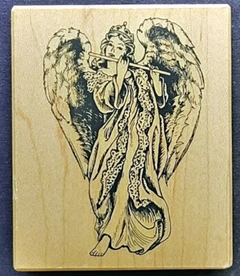 Sello de goma PSX ángel tocando flauta música musical religioso espiritual Foto 1 de 2