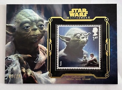 2016 Star Wars Masterwork Stamp Relic Insert Yoda GOLD Parallel 07/10 - Image 1 of 2
