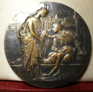 1902 BRONZE ART NOUVEAU 68mm MEDAL by Bottee Surgery Hospitals Paris Notre Dame - Picture 1 of 5