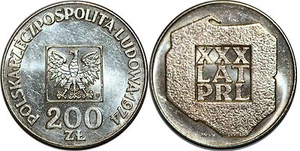POLOGNE 200 ZLOTYCH 1974 ARGENT Y#72 - Imagen 1 de 1