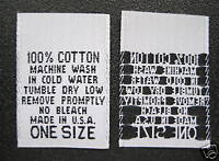 100 Pcs Blanc Tissé Vêtements Soins Label Size Tag L XL 100% polyester-S M