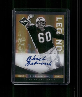 2011 Panini Limited Chuck Bednarik Gold Monikers Auto Autograph /25 Eagles HOF - Image 1 of 2
