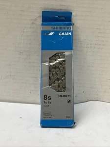 Catena SHIMANO CN-HG71 e-bike 6, 7, 8 velocità argento 116 maglie con collegamento Quck - Foto 1 di 2