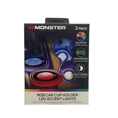   Juego de 2 luces LED portavasos multicolores. Iluminación de acento de coche nueva precintada  Foto 1 de 2