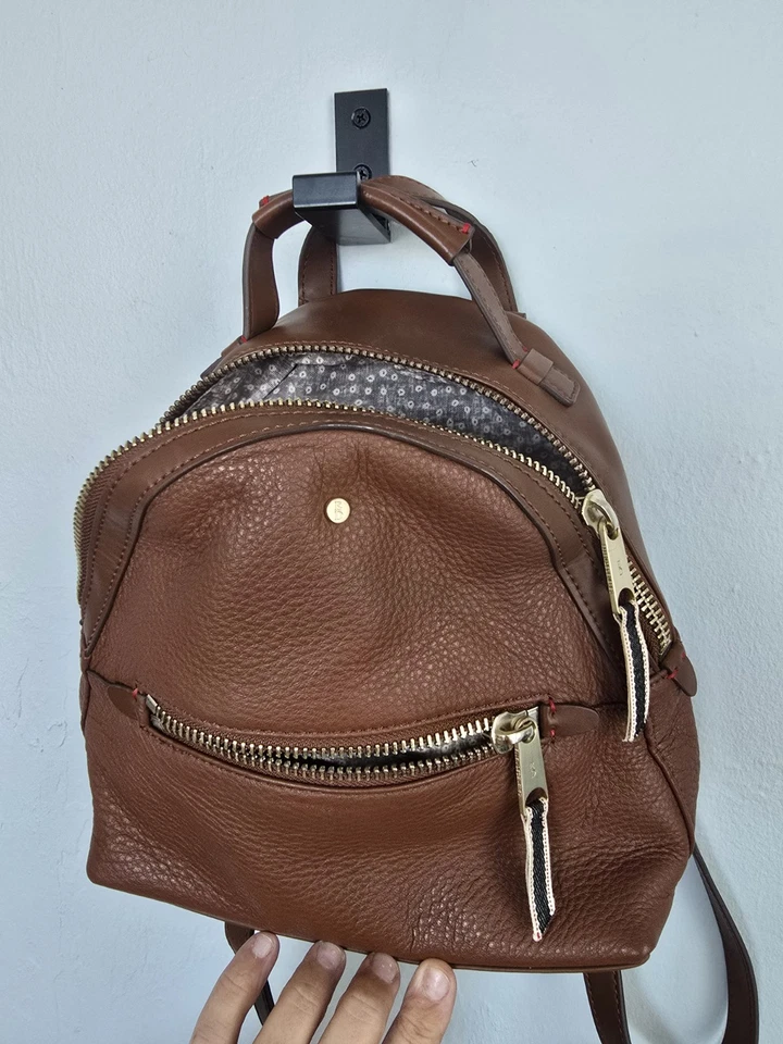 Mochila Cartera de Cuero Marrón ED Bolso para Mujer Cremalleras Doradas Informal Viaje Diario Foto 1 de 4
