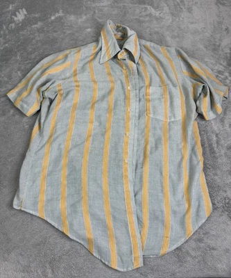 Vintage 70s Arrow Short Sleeve Button Down Shirt Men’s Size 16 Blue Striped - Image 1 of 4