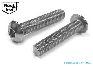 Linsenkopfschrauben M3 M4 M5 M6 M8 M10 Innensechskant Edelstahl A2 DIN ISO 7380 - Bild 1 von 10