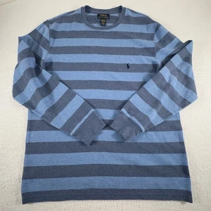 Polo Ralph Lauren Shirt Mens XL Sleepwear Thermal Striped Blue Navy Waffle - Picture 1 of 5